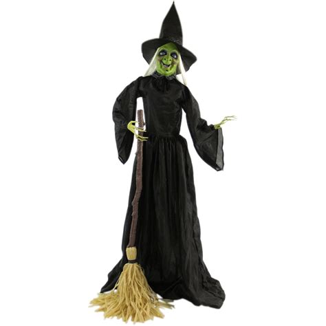 Add an Element of Mystery to Your Halloween Decor with a Standing Witch that Lights up and Creates Spooky Sounds